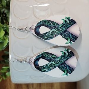 MENTAL HEALTH AWARENESS WOOD DROP EARRINGS